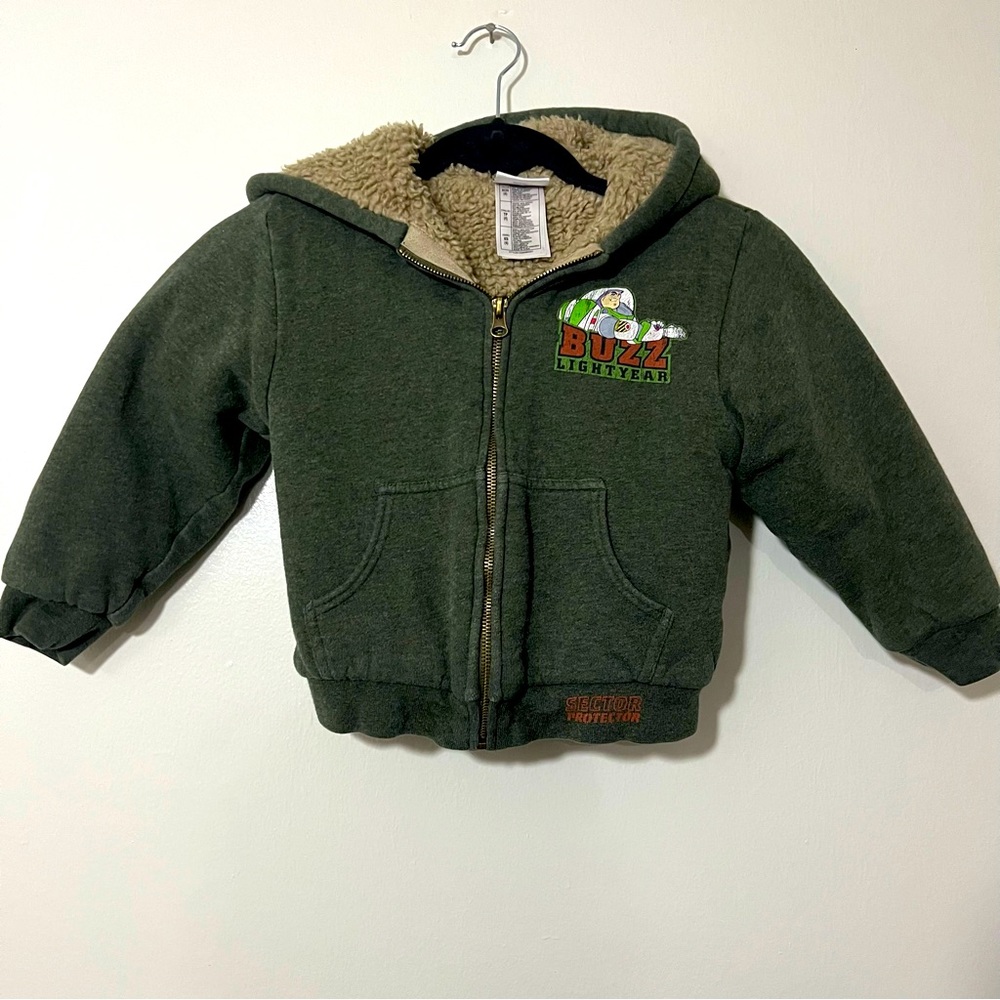 Buzz Light Year Thick Sherpa Lined Hooded Bomber Jacket Sz 4T